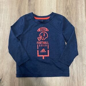 Adidas Kids Navy Blue Football Graphic Long Sleeve‎ Shirt 2T
